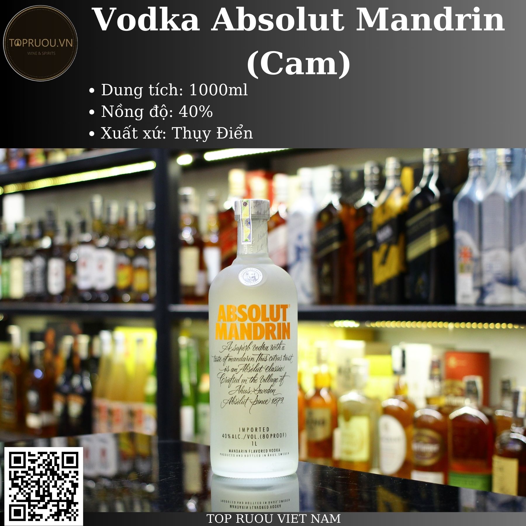 [Top Rượu VN] Rượu Vodka Absolut Grapefruit - Apeach - Citron - Elyx - Kurant - Mandrin - 1000ml [Chính Hãng]