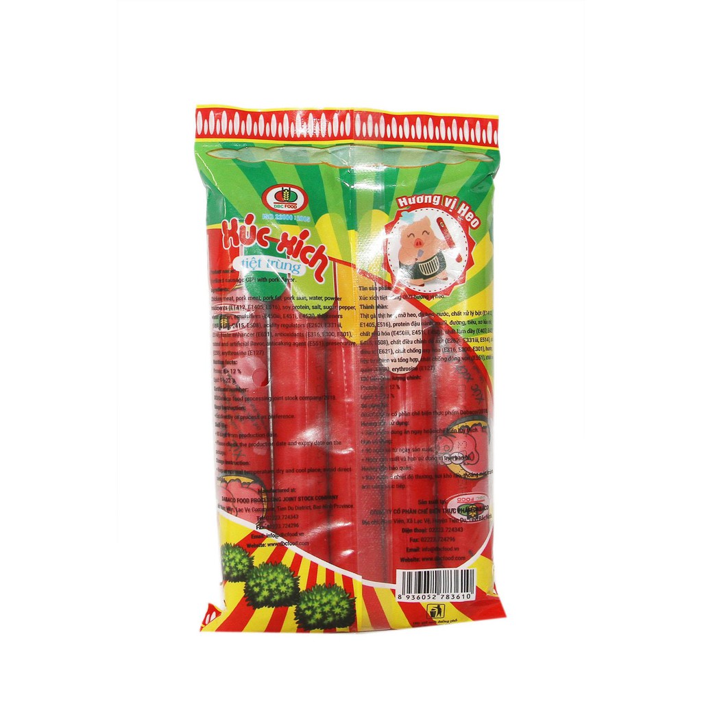 Xúc Xích tiệt trùng công ty Dabaco gói 100gr (gói gồm 5 cây x 20gr)