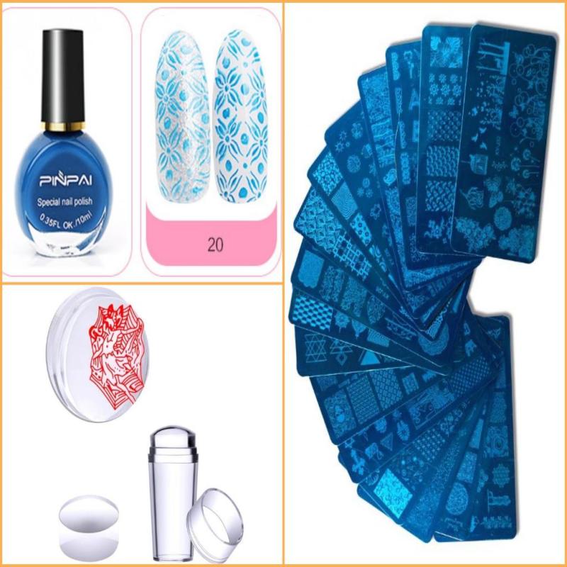 Combo 3 Dụng Cụ Vẽ Móng (Sơn in+Khuôn in+Con dấu in+gạt sơn) cao cấp