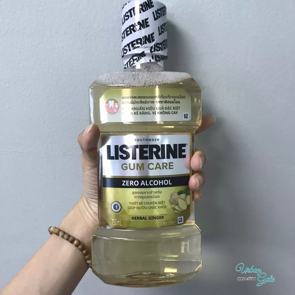 Mouthwash help gums strong Listerine gum care zero alcohol mouthwash taste ginger herbal 750ml