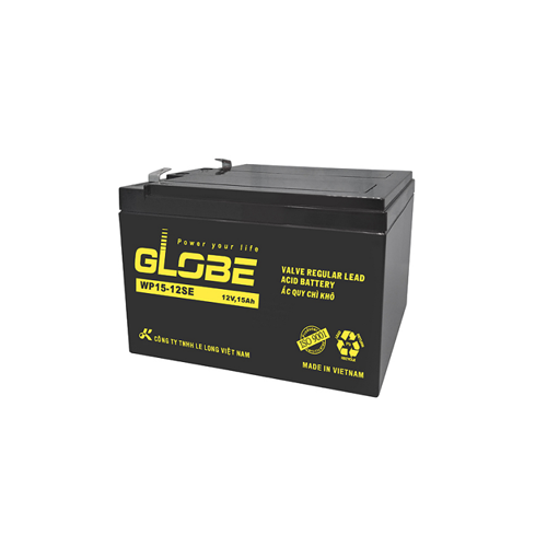 Ắc Quy Kín Khí (VRLA AGM) GLOBE 12V-15AH (20HR), WP15-12SE, F2 - Hàng Chính Hãng