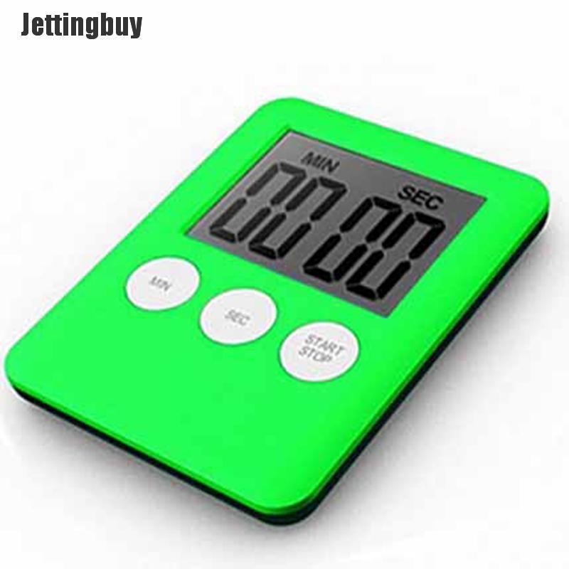 Jettingbuy 1 Chiếc Đồng Hồ Bấm Giờ Nhà Bếp Màn Hình Kỹ Thuật Số LCD Đồng Hồ Báo Thức Đếm Ngược Nấu Ăn Đếm Ngược
