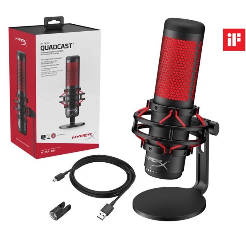 [Trả góp 0%]Microphone Kingston HyperX Quadcast Gaming Black Red (HX-MICQC-BK)