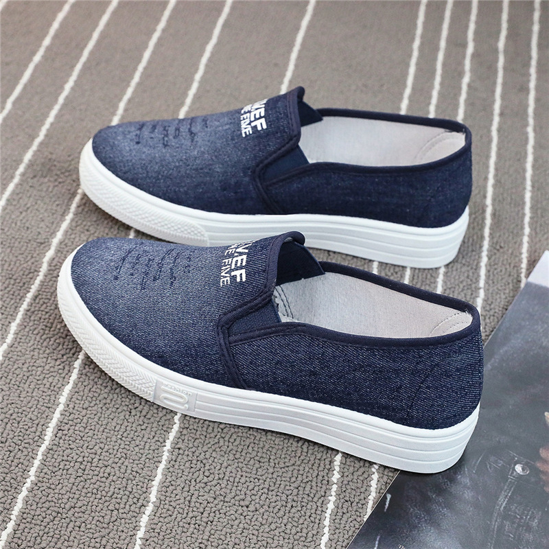 Giày lười vải jean đế cao su mềm cao 2p