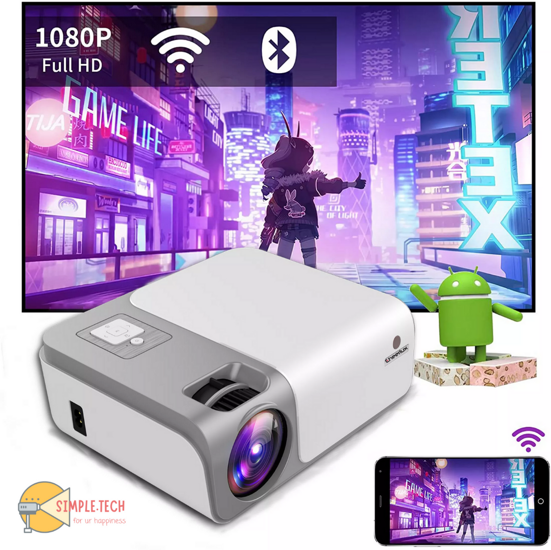 Máy chiếu Cheerlux C50 - Full HD 1080p - Android 9.0 - WIFI