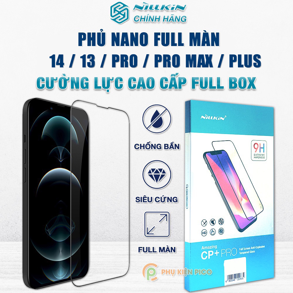 Kính cường lực iPhone 13 Pro Max / Iphone 14 Pro Max full màn chính hãng Nillkin CP+ Pro viền đen siêu mỏng - Dán màn hình Iphone 13 Pro Max