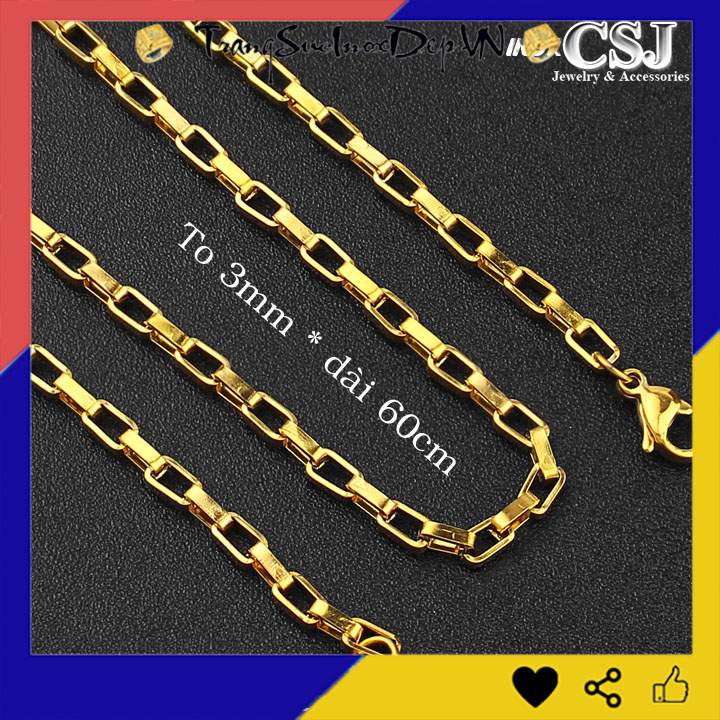 DÂY CHUYỀN NAM INOX MẠ VÀNG HÌNH VUÔNG 3LY đẹp mà chất
