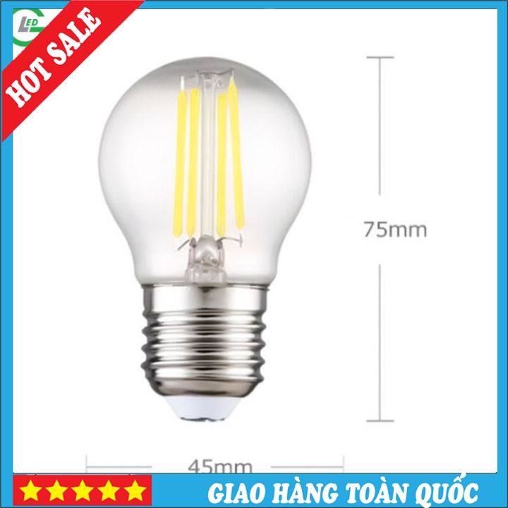 Bóng Đèn LED Edison G45 4W, Sử Dụng Đui E27 (Trắng 6000K / Vàng 3000K)