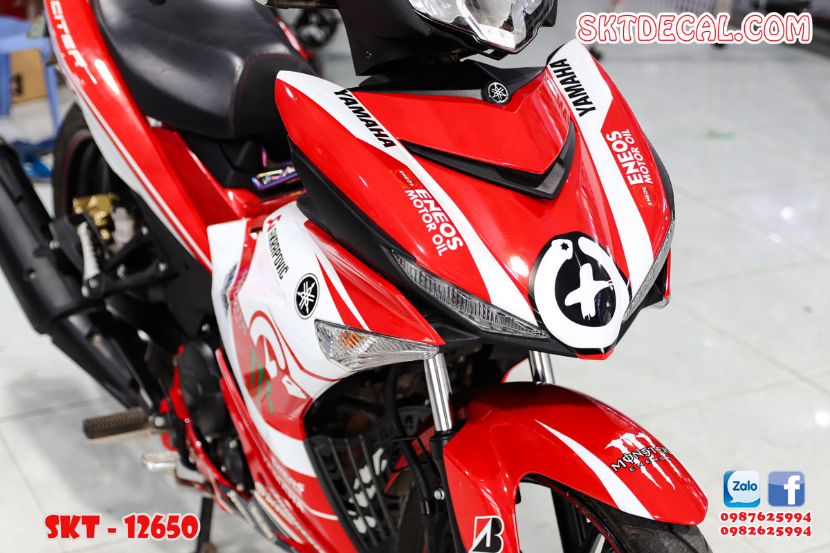 tem trùm exciter 150 trắng đỏ eneos