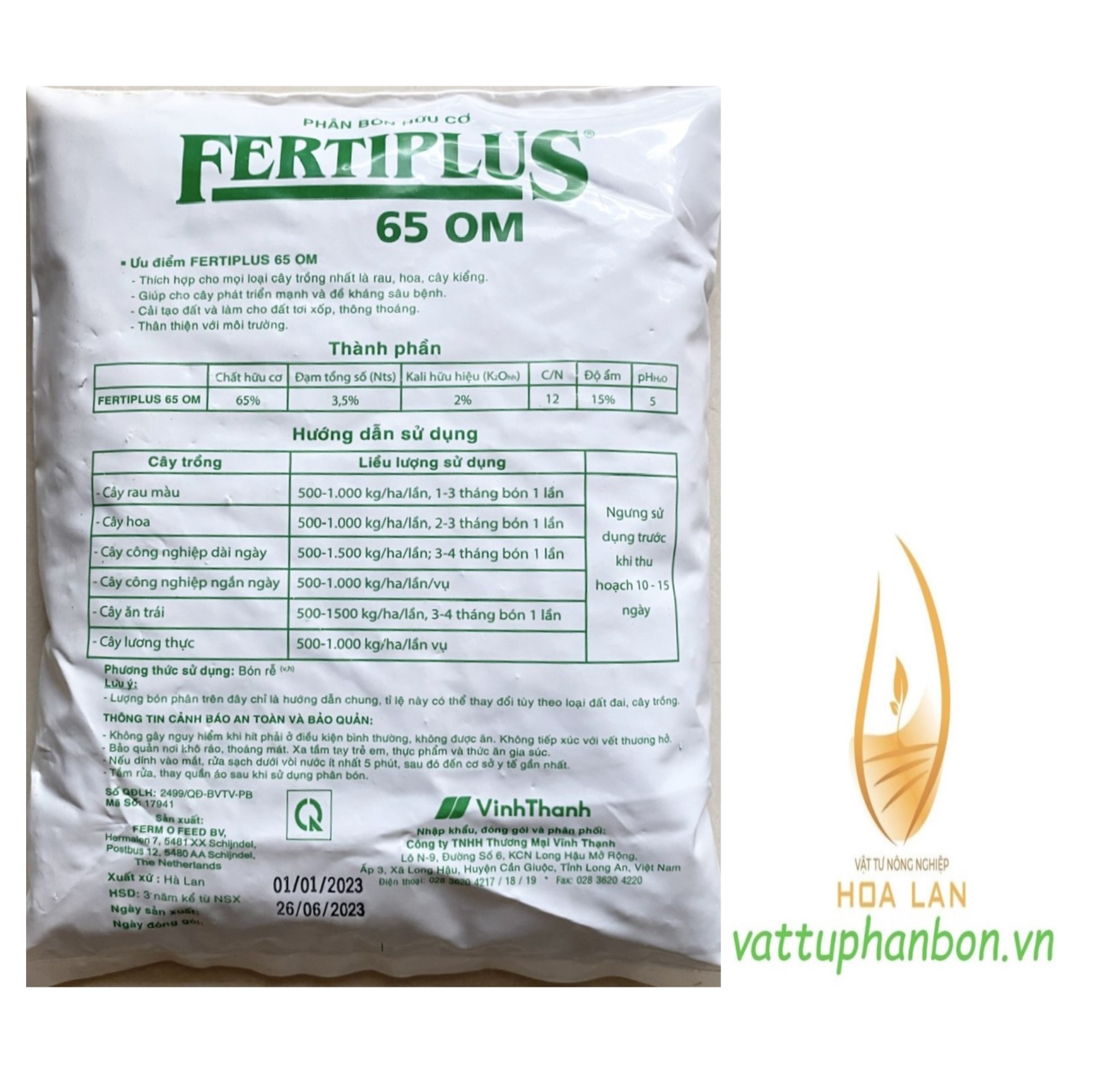 FertiPlus 65 OM Phân Bón Hữu Cơ Hà Lan - #181A# 500g