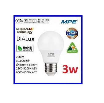 Led Bulb 3W MPE LBD-3T (ánh sáng trắng) / LBD-3V