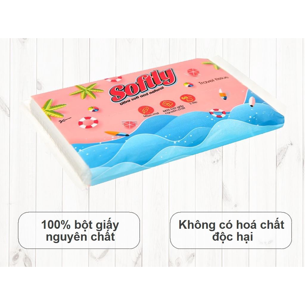 KHĂN GIẤY DU LỊCH SOFTLY 50 TỜ - 2 LỚP (180 x 210mm)
