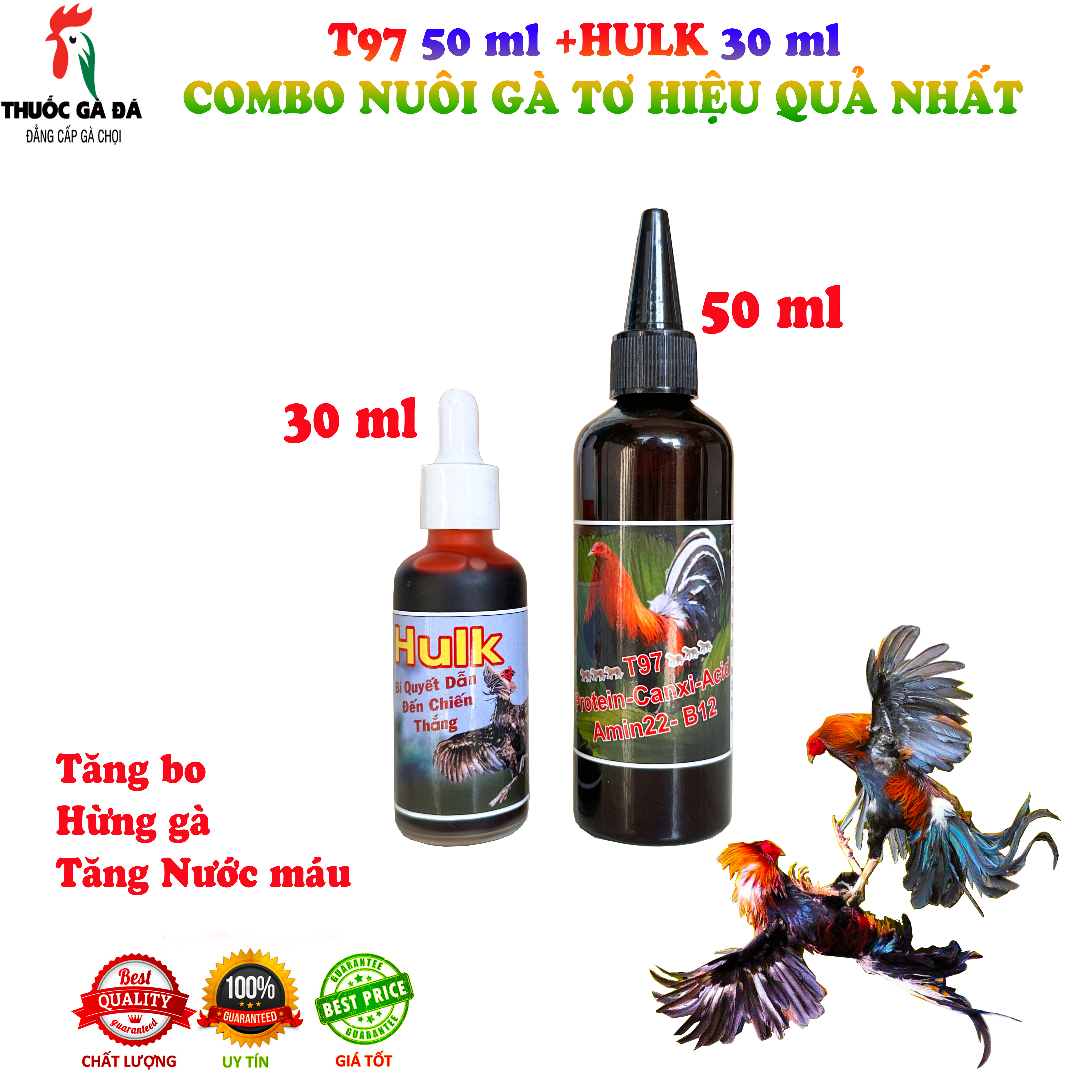 T97 NUÔI GÀ TƠ CHẾ ĐỘ,[COMBO T97 50 ml,HULK 30 ml].