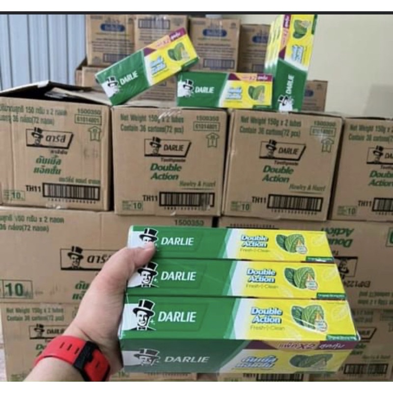 Combo 2 Tuýp Kem Đánh Răng Darlie Double Action 150Gram ( Ông Tây Đen)