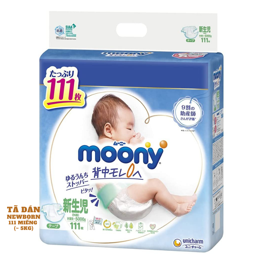 Bỉm - Tã Dán Moony Blue Jumbo size NB111/ S102/ M78/ L68 (siêu cộng miếng)