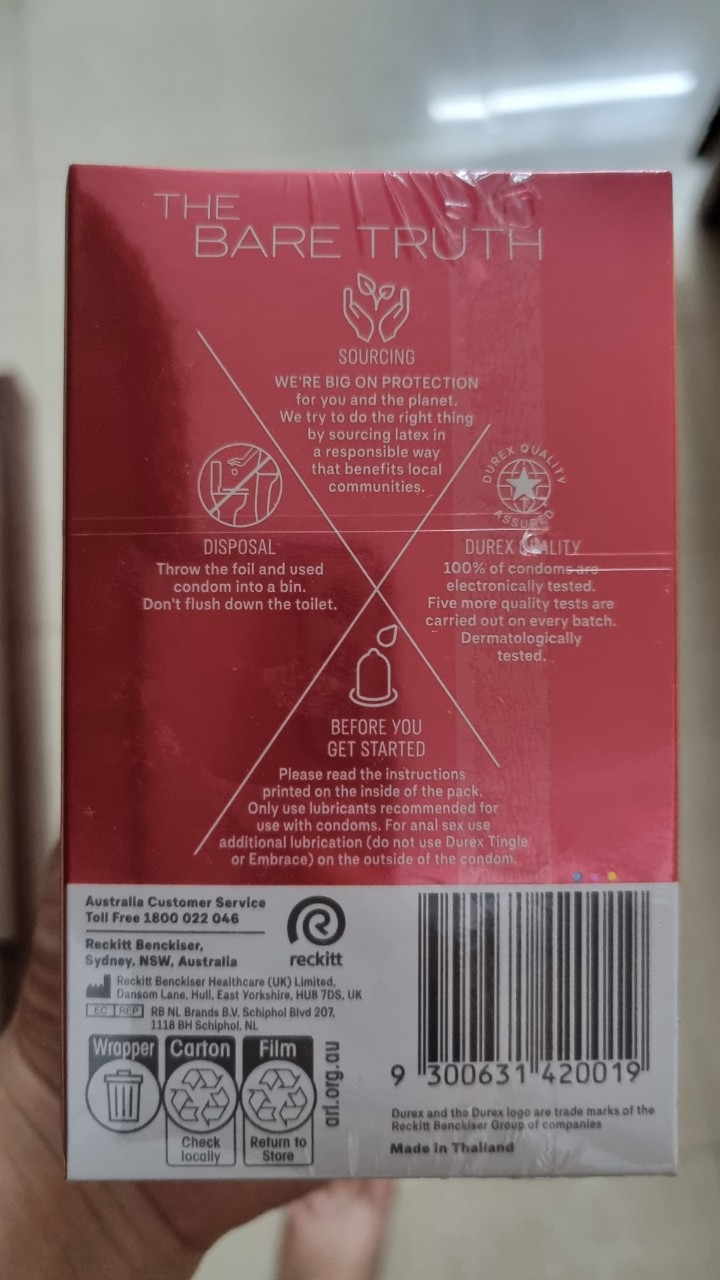 Bao cao su siêu mỏng Durex Fetherlite Ultra Thin Feel Condoms Extra Sensitive Úc - Hộp 30 chiếc