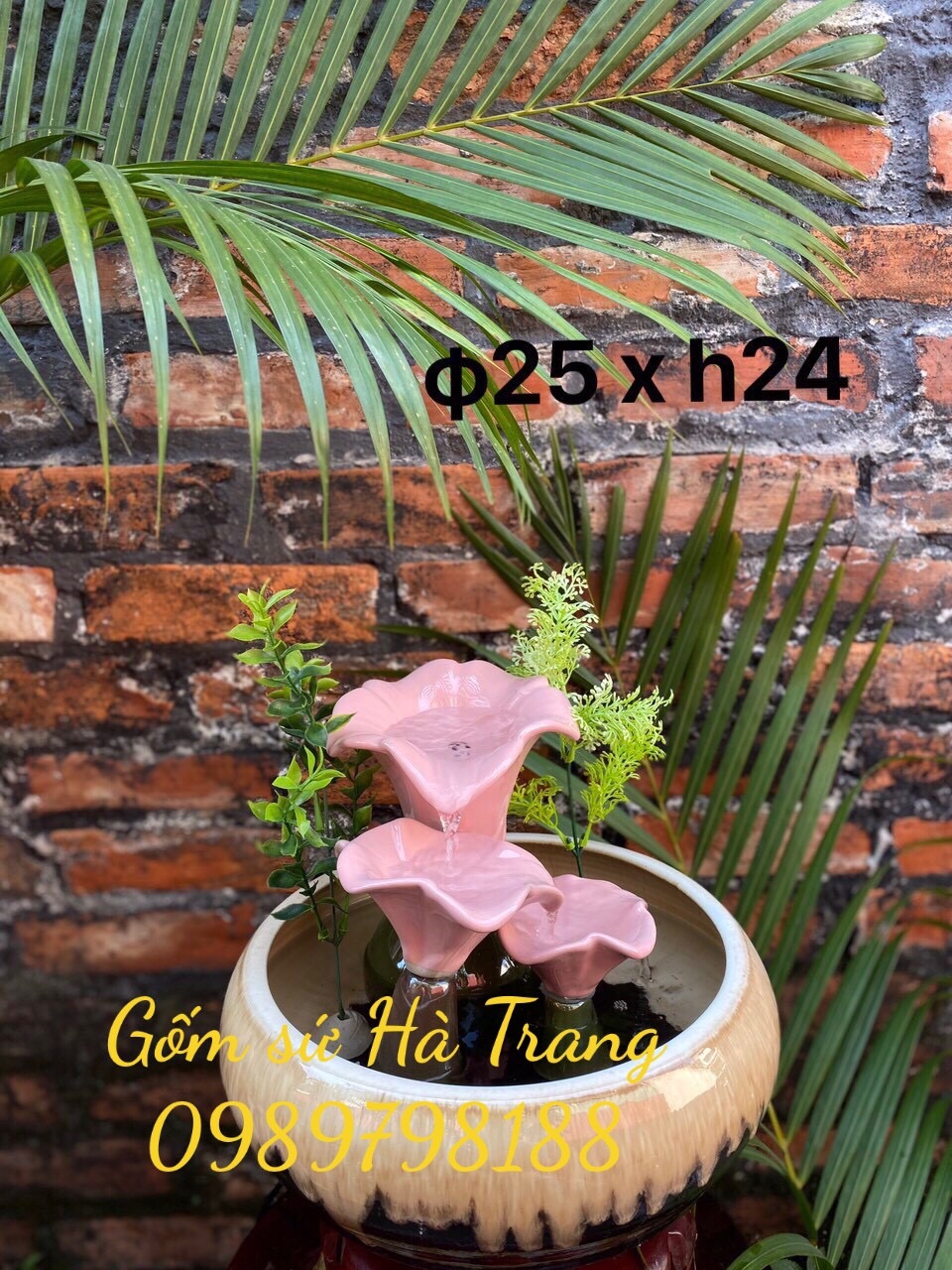 Thác nước phong thuỷ Gốm sứ Bát Tràng cao cấp