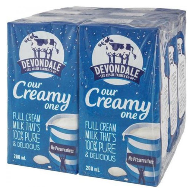 Sữa tươi Devondale nguyên kem hộp 200ml (thùng 24 hộp)