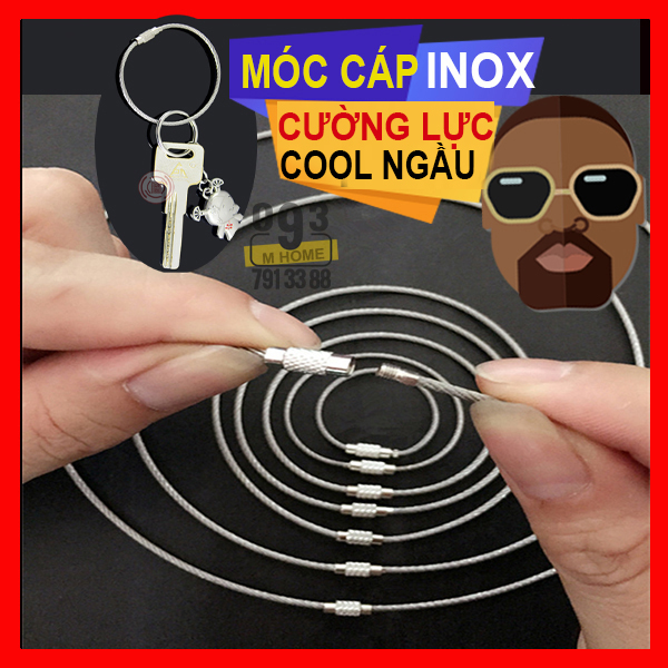 Combo 2 Móc Cáp Inox Khóa Dây Móc Khóa Dài 5cmMóc Đeo Thắt Lưng