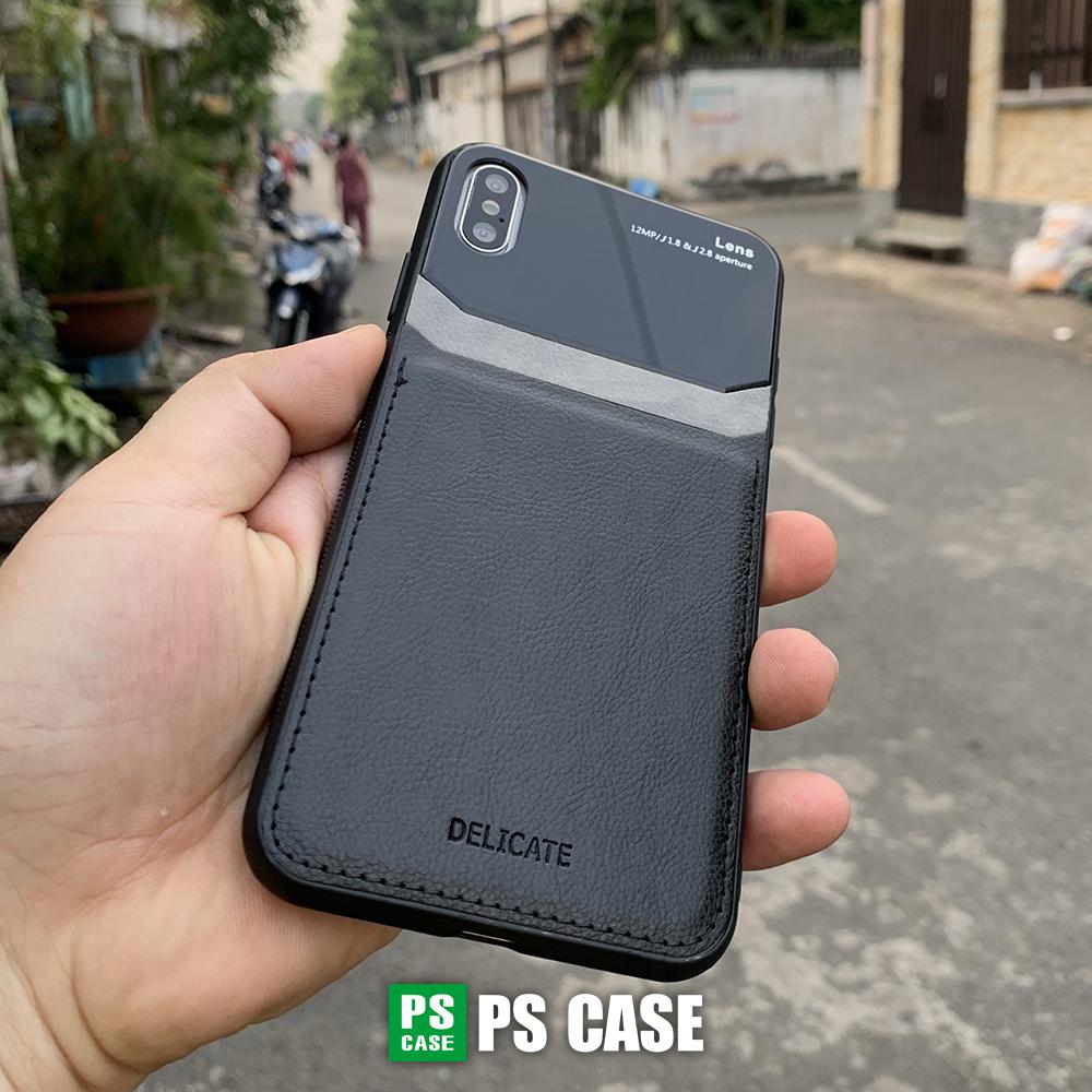 Ốp lưng da kính cao cấp dành cho iPhone X / iPhone XS - Màu đen - PS Case Phân Phối