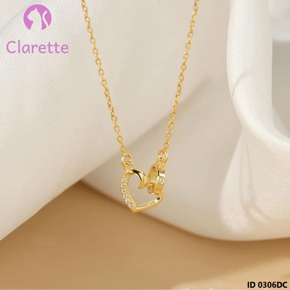 Dây chuyền bạc mặt trái tim mix hình tròn Clarette 0306DC