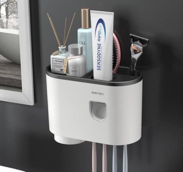 [Chính hãng]-GQ376 Không cần khoan tường-Bộ kệ nhả kem và cốc để bàn chải đánh răng tiện ích nhựa cao cấp ABS Menon không độc hại (HÀNG LOẠI 1)