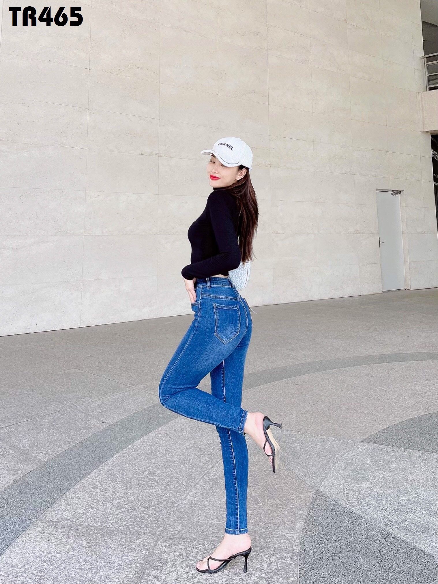 Quần Jeans Nữ Lưng Cao Vải Jeans Co Giãn