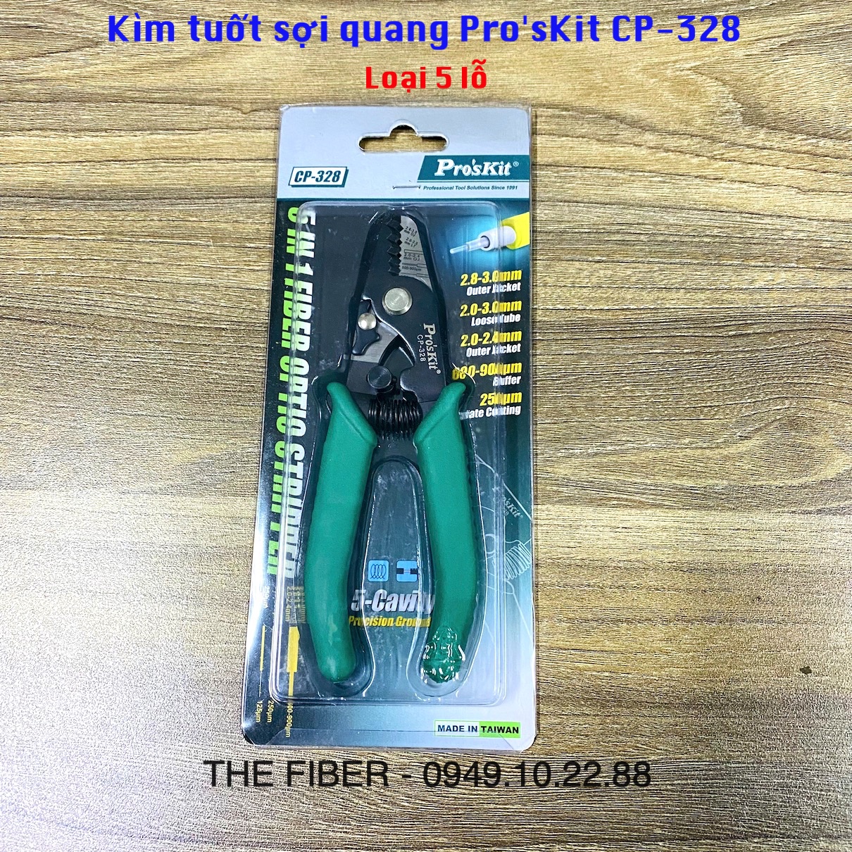 Kìm tuốt sợi quang Pro'sKit CP-328 (Loại 5 lỗ)