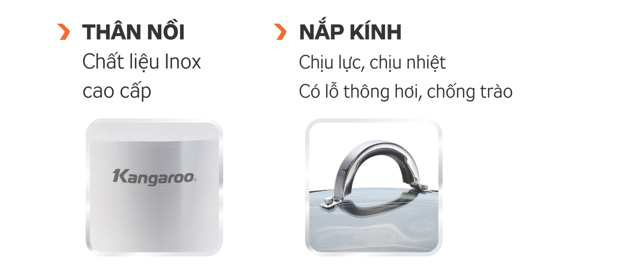 Nồi Inox Cao Cấp 5 Lớp Kangaroo KG121