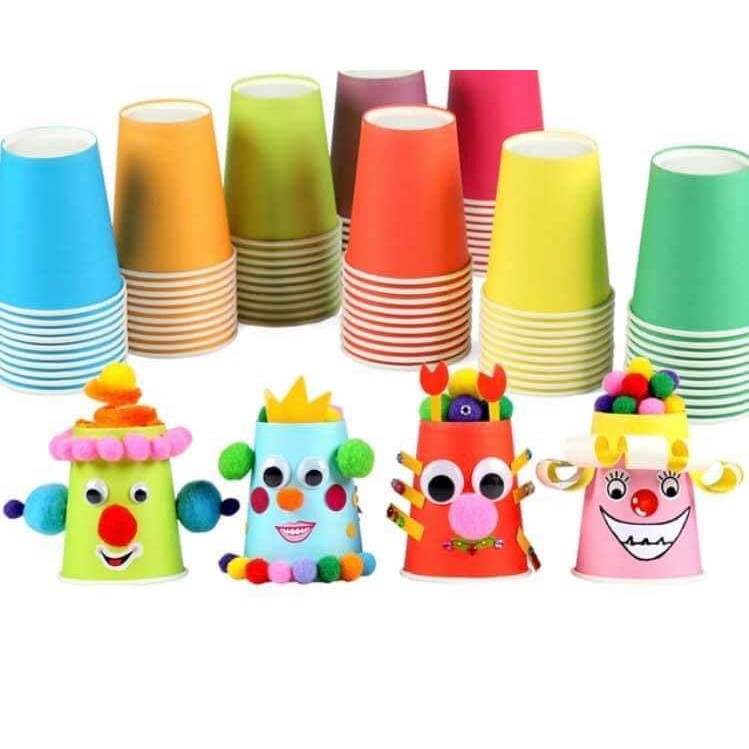 [Hoàn Tiền 10%]Combo 10 Ly Giấy, Dĩa Giấy Làm Thủ Công Mầm Non