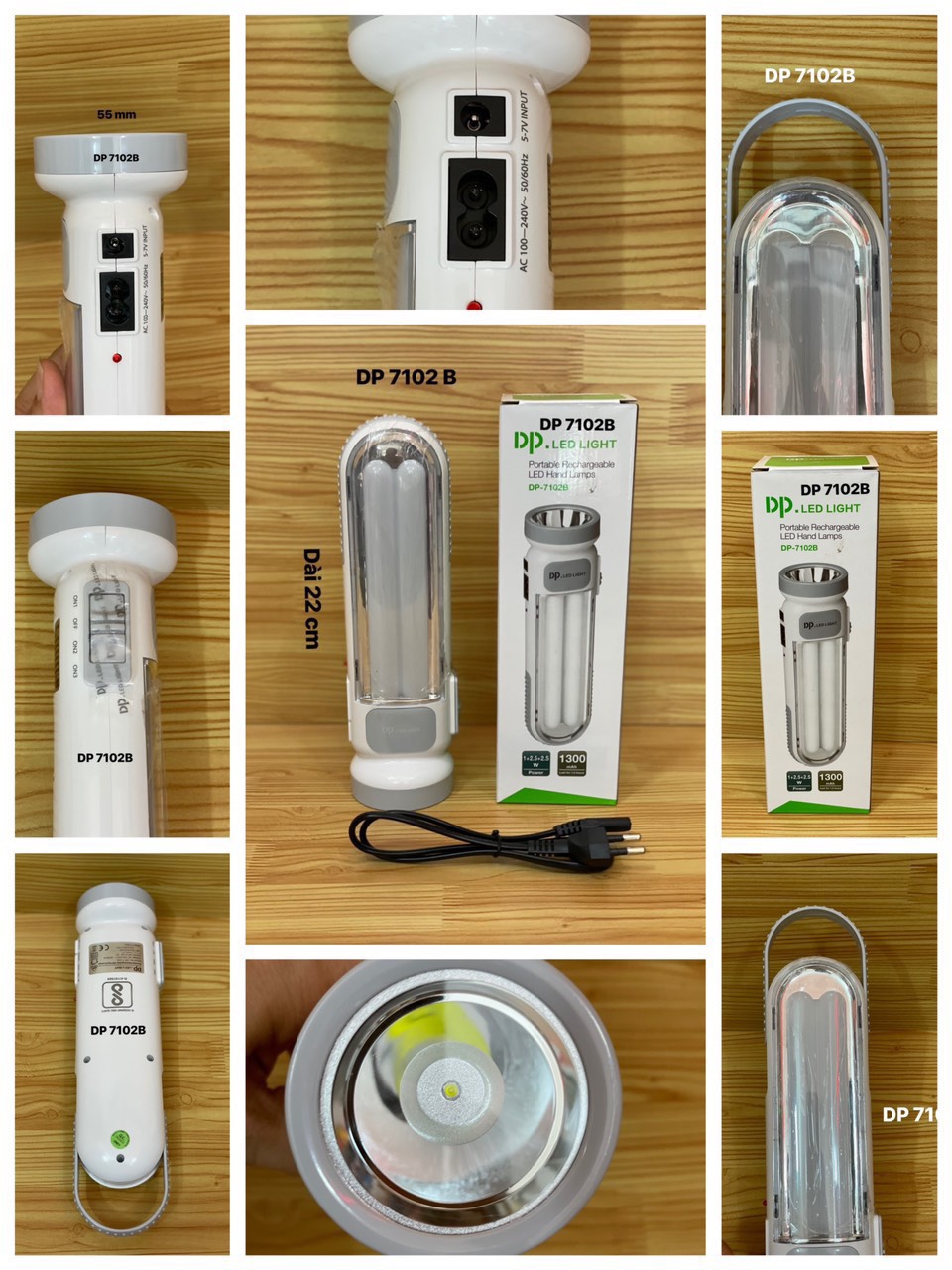 ĐÈN PIN LED SẠC CẦM TAY ĐA NĂNG DP 7102