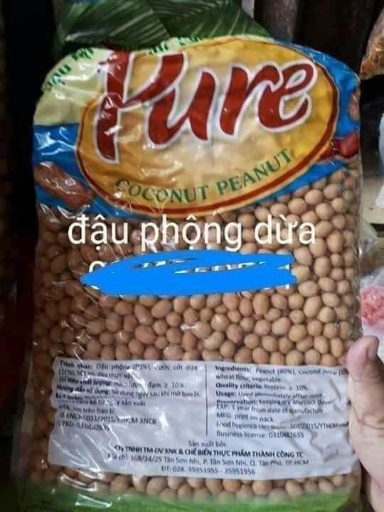 500g đậu phộng da cá nước cốt dừa Pure. Hạn dùng 12 tháng.