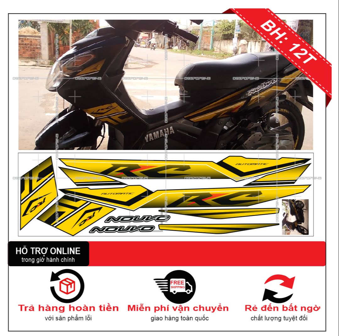 Tem rời xe NOUVO 2,3 RC VÀNG ĐEN