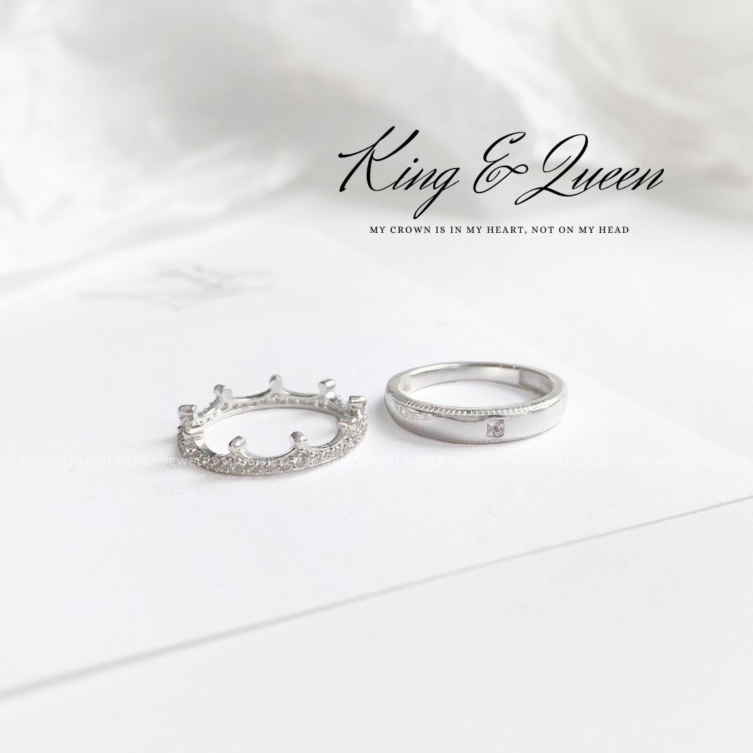 Nhẫn đôi bạc nam nữ Miuu Silver King and Queen