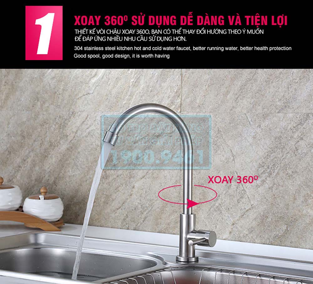 Vòi rửa chén lạnh Inox SUS 304 6011