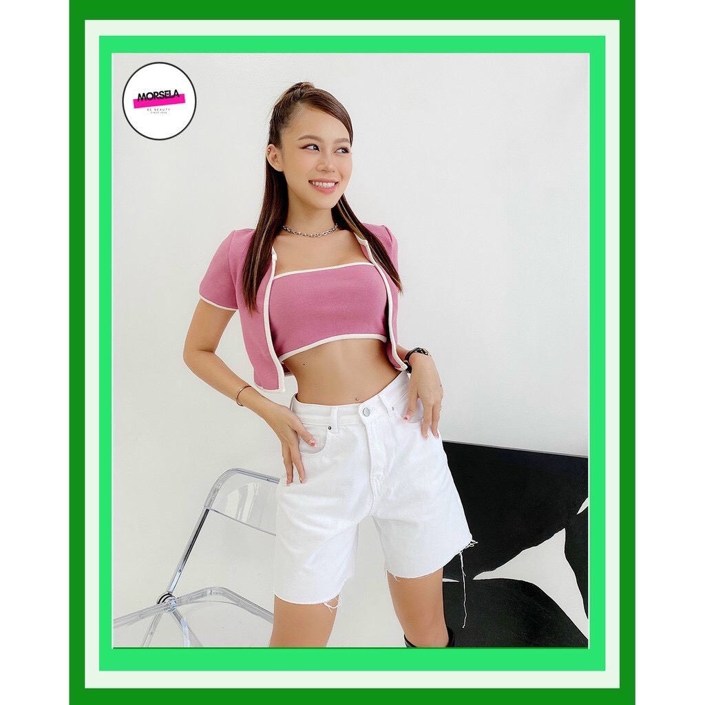 Set Áo Thun Gân Nữ-Kèm 2 Món Croptop Cá Tính