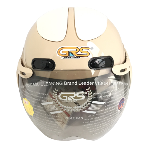 Mũ bảo hiểm nửa đầu có kính cao cấp - GRS A102K - Sữa line trắng - Vòng đầu 54-57cm - Hàng chính hãng - Bảo hành 12 tháng