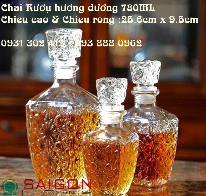 [HCM]Chai thủy tinh đựng ruou Vuông 780ML đến 1L ( có nhiều mẫu lựa chọn )