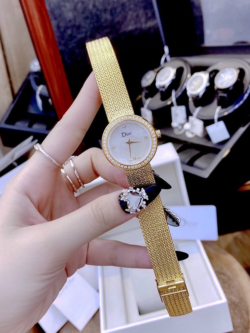 Đồng Hồ Nữ DR Diorr quai lụa mặt khảm trai - Việt Dũng Store