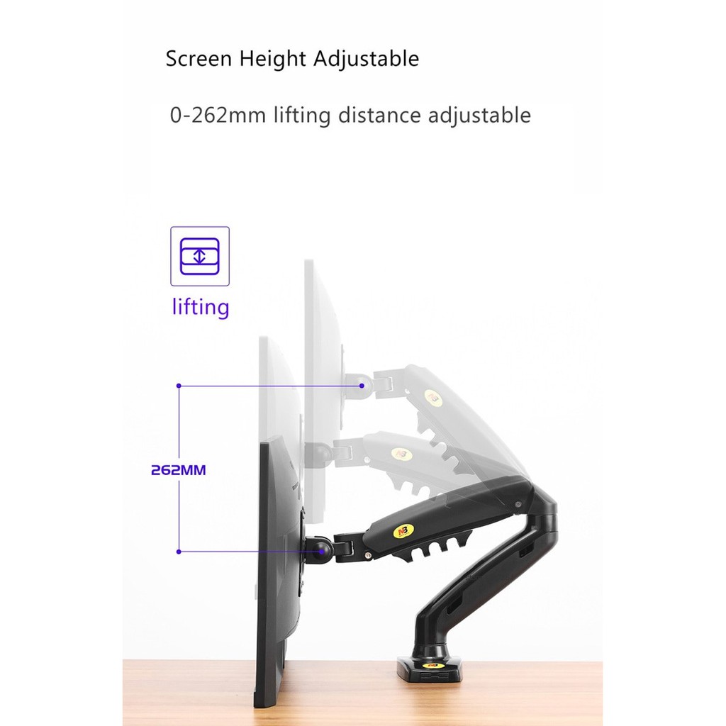 Giá treo màn hình máy tính gắn bàn NB F80 17-30 inch , Arm LCD treo màn hình H80 nâng hạ màn hình cao hơn F80, monitor arm M051 dạng cột