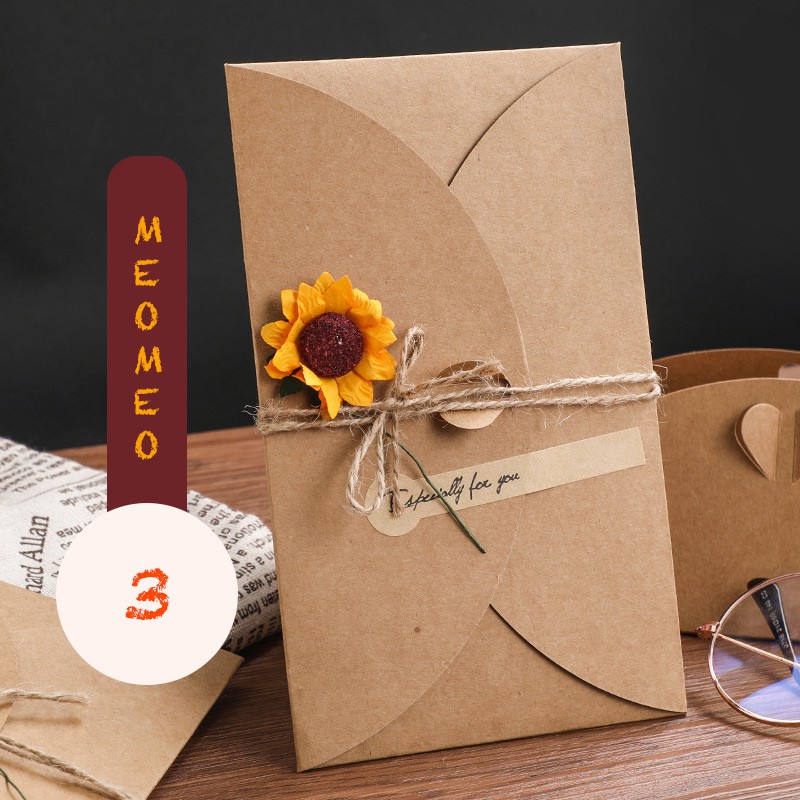 Thiệp Chúc Mừng Handmade Giấy Kraft Cổ Điển