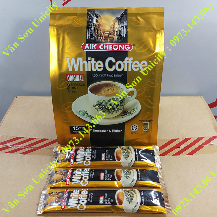 Cà phê trắng vị truyền thống Original Aik Cheong bịch 600g 15 gói dài 40g