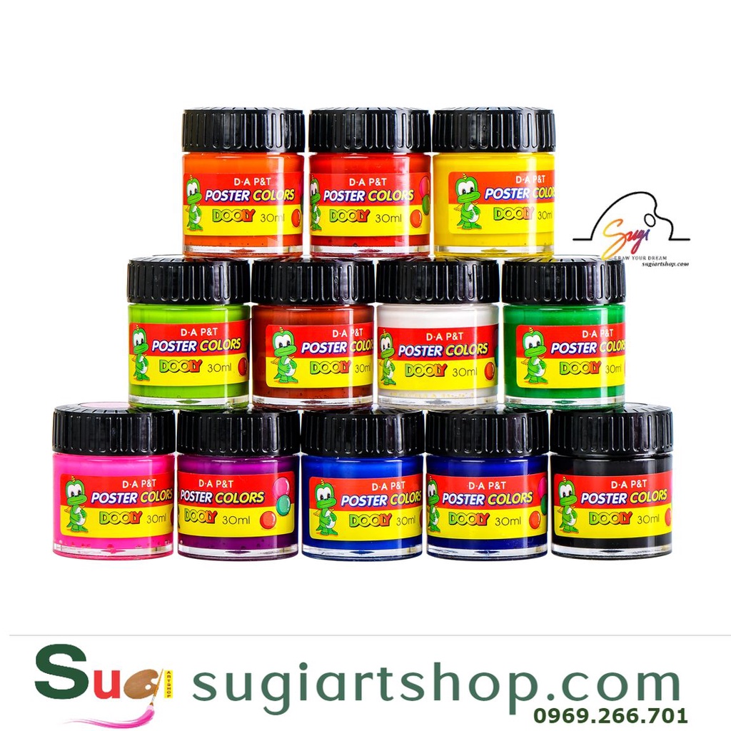 Màu Poster Dooly 12 màu (hủ 30ml), Màu nước Dooly