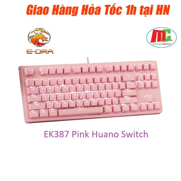 Bảng giá Bàn Phím Cơ E-DRA EK387 Pink Huano Switch - EK387 Màu hồng cực kute - Hàng  BH 2 năm Phong Vũ