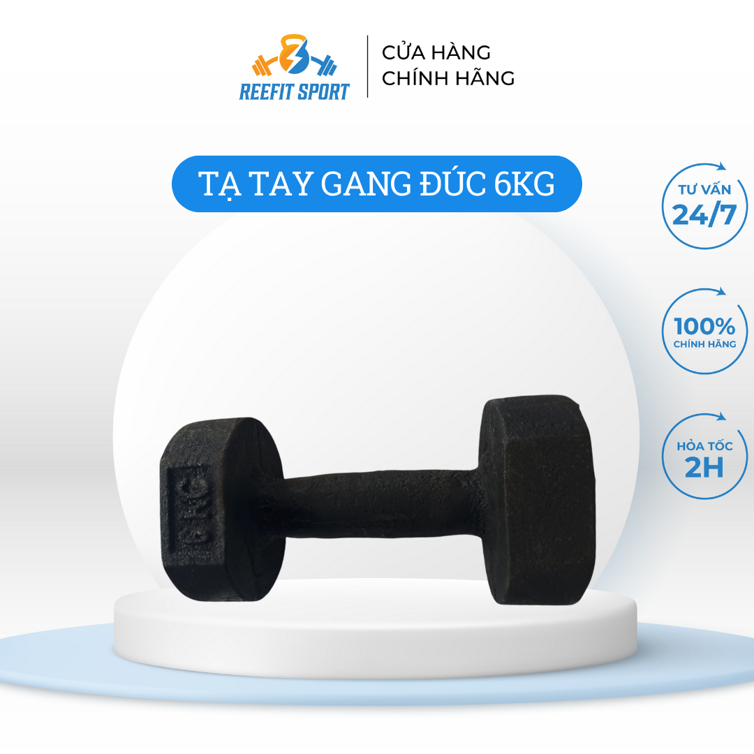 Tạ tay gang đúc nguyên khối 6kg