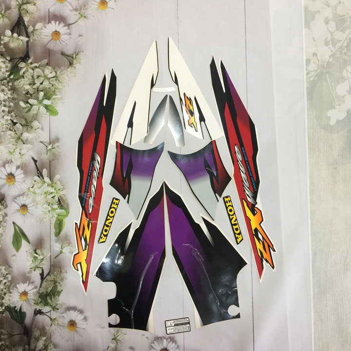 Bộ tem xe máy Wave ZX  [ SALE ] màu TÍM ĐEN - TRẮNG TÍM TRẮNG , tem xe wave đời xe 1997-2006