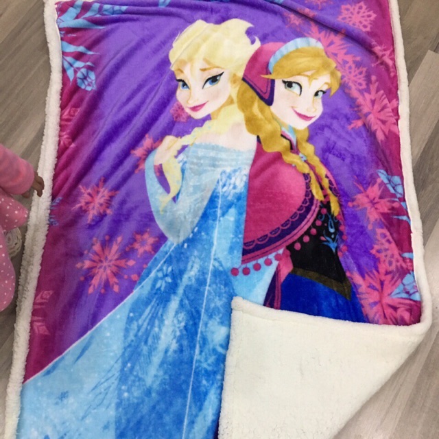 Chăn cho bé emmibedding store công chúa elsa 2 lớp loại dày cho bé , chăn cho bé đi học đến trường