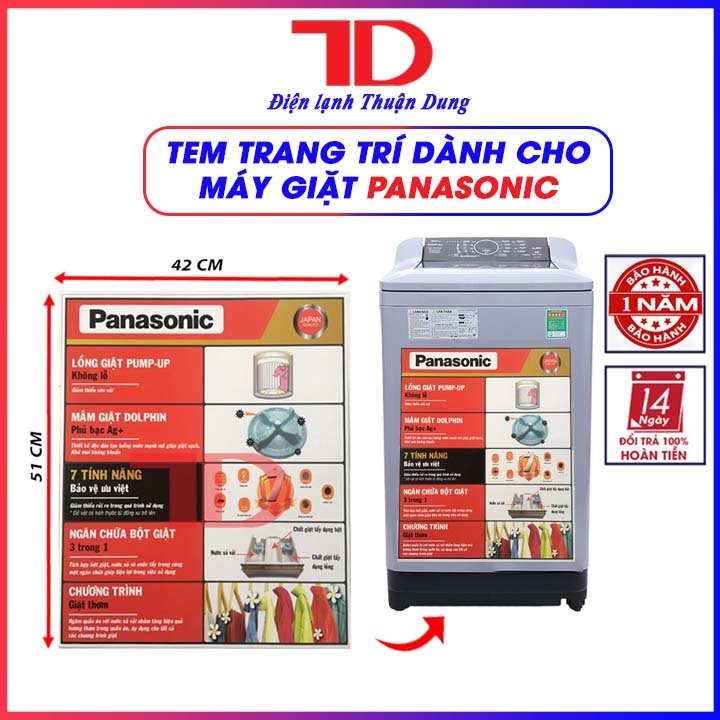 Tem dán máy giặt Panasonic, Tem máy giặt - Điện Lạnh Thuận Dung