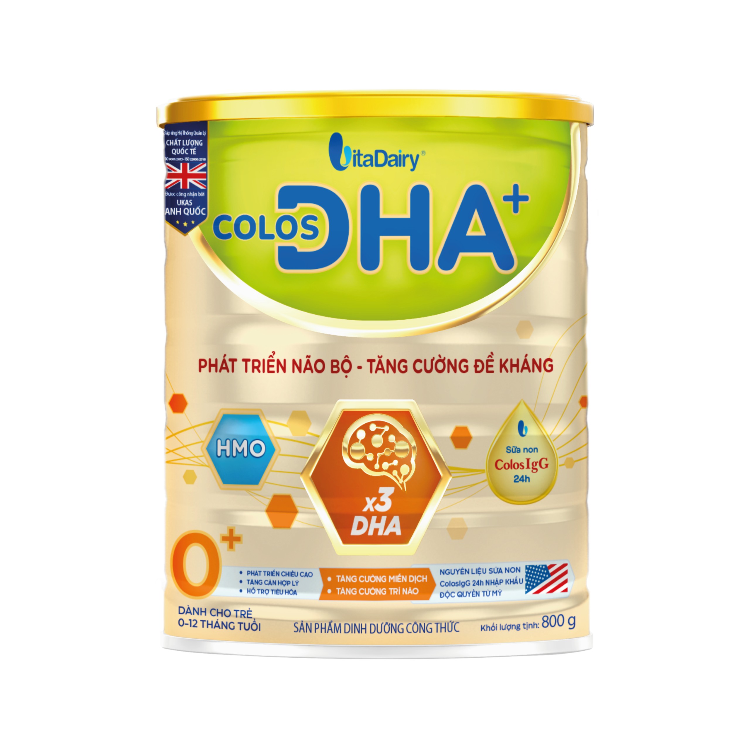 (HSD T12-2026) (Quét Mã QR Tích Xu) Sữa Bột Vitadairy Colos DHA 0+ 800g (Cho Trẻ Từ 0 - 12 Tháng).