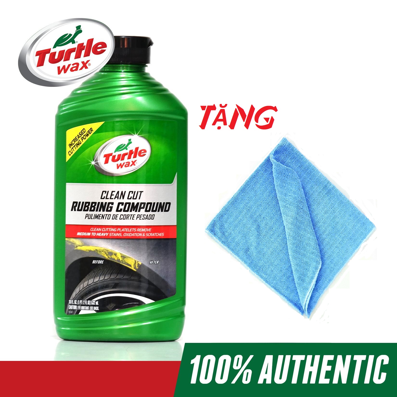 [HCM][CREAM XÓA XƯỚC& ĐÁNH BÓNG TẶNG KHĂN] Turtle Wax Clean Cut Rubbing Compound 532ml